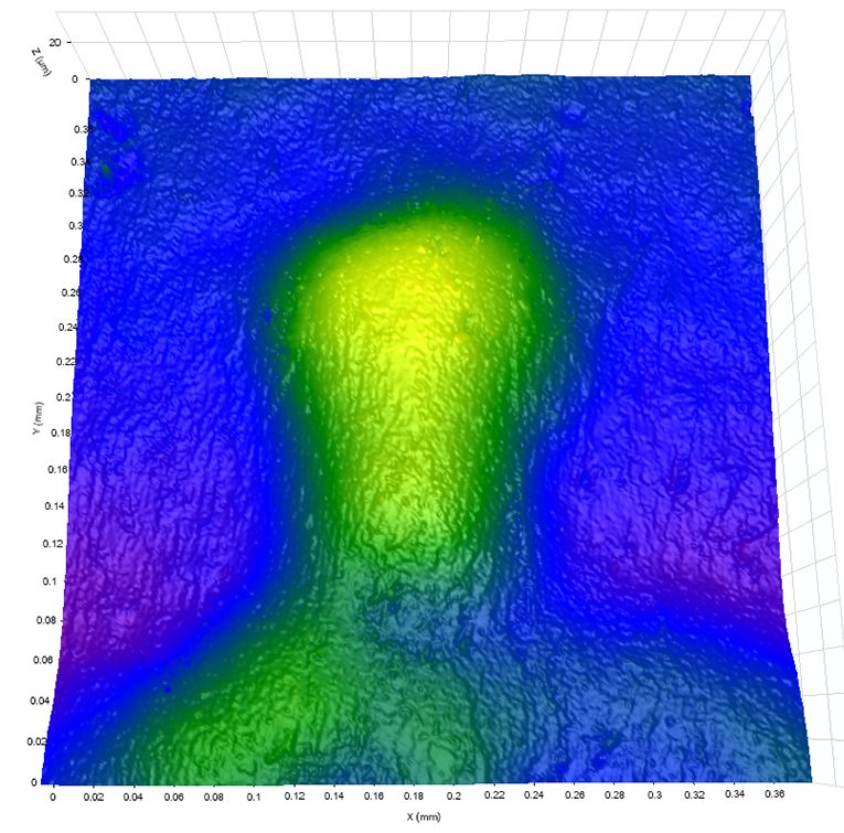 Digital Metrology - White Light Interferometer image of penny high zoom