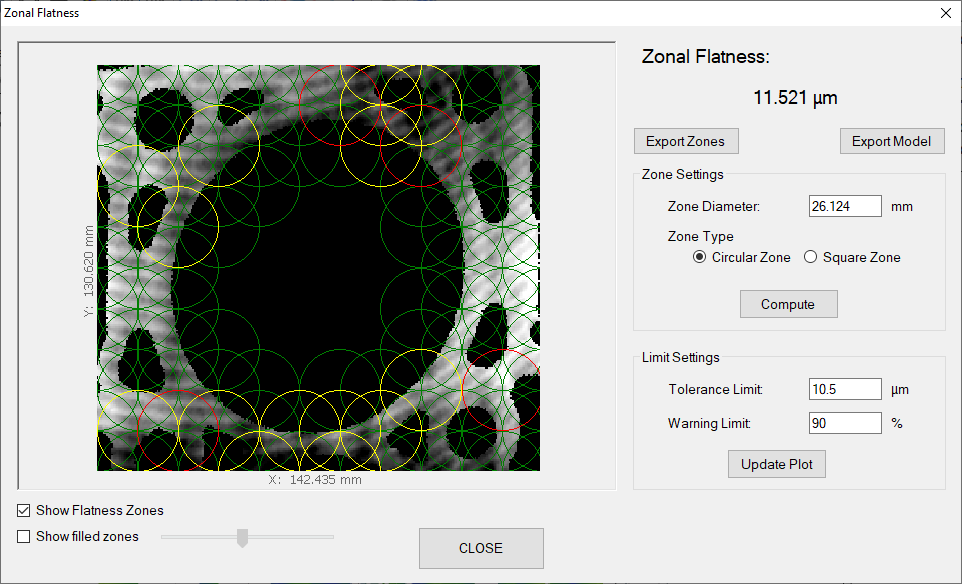 Local flatness (zonal flatness, per area flatness) on an engine head deck - Digital Metrology Solutions