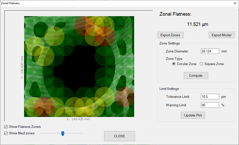 Local flatness (zonal flatness, per area flatness) on an engine head deck - Digital Metrology Solutions