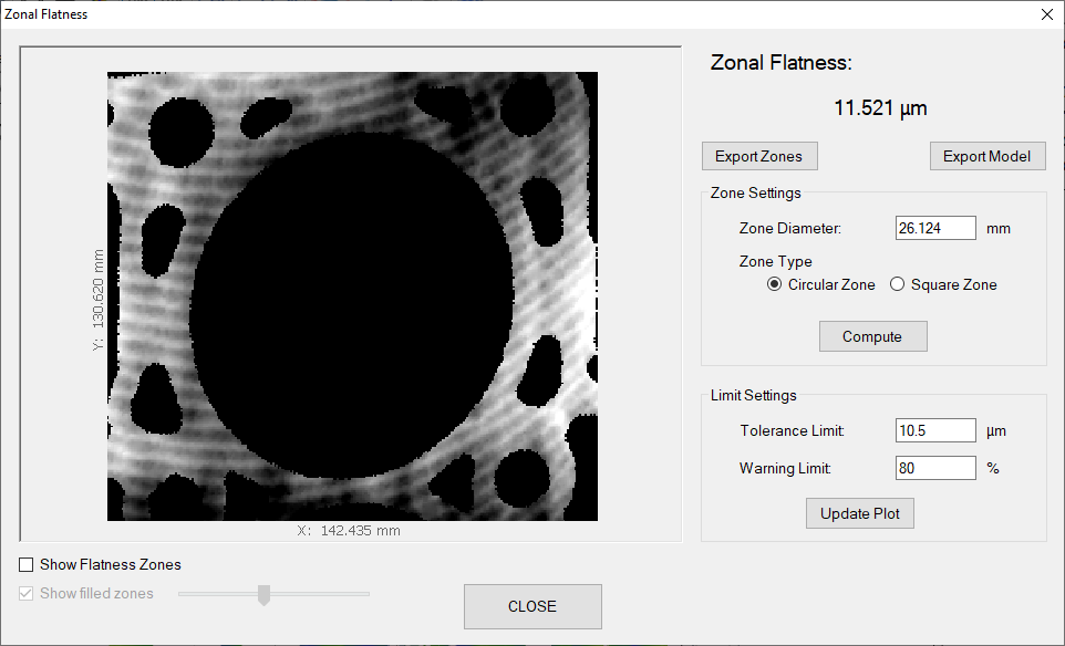 Local flatness (zonal flatness, per area flatness) on an engine head deck - Digital Metrology Solutions