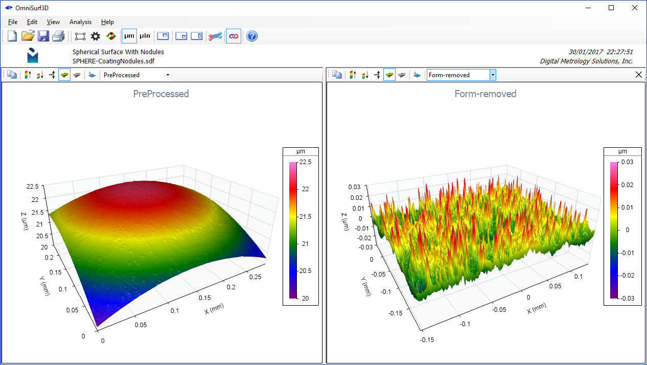 Removing Form from a spherical surface with nodules - Digital Metrology Solutions