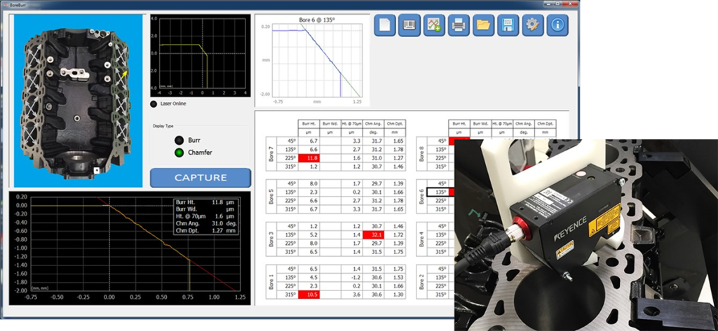 Measure burrs - Digital Metrology -  Engine block Piston Bore Burr Measurement