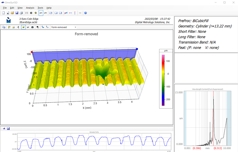 2 Euro Coin Analyzed - Digital Metrology Surface Library