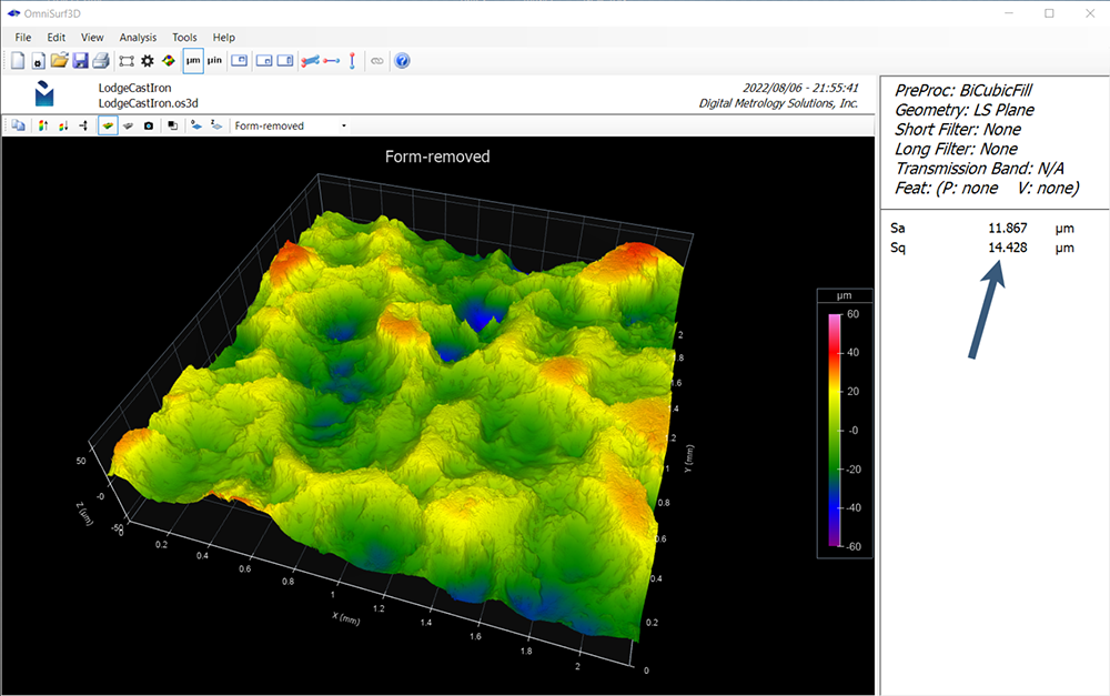 Surface Texture - Lodge Cast Iron Pan - Surface Library Digital Metrology