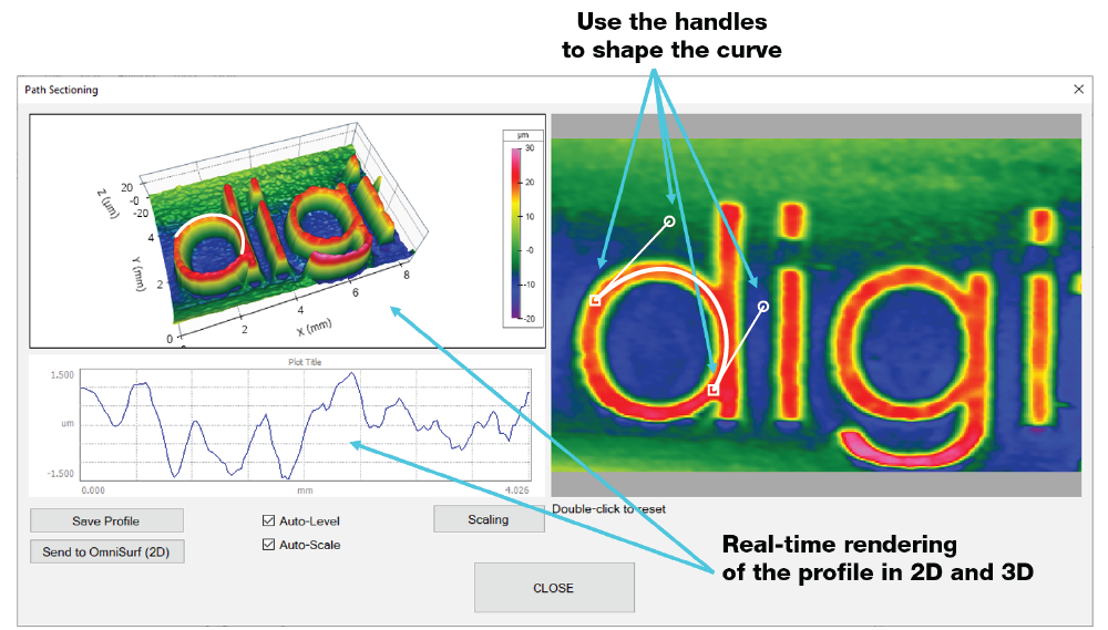 surface texture software - curved profile tool,omnisurf3d, digital metrology