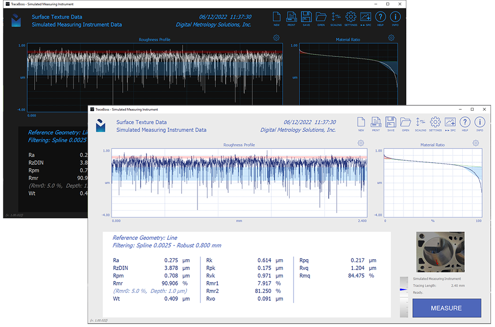 Surface roughness gage software, Traceboss for portable surface texture gauge, Zeiss HandySurf+, Jenoptik W10, MarSurf M 310, Surtronic S128