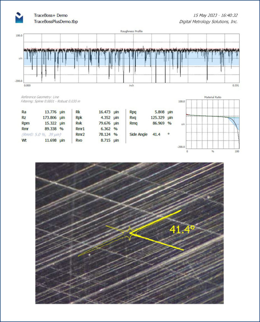 TraceBoss+ surface roughness and crosshatch software - Digital Metrology