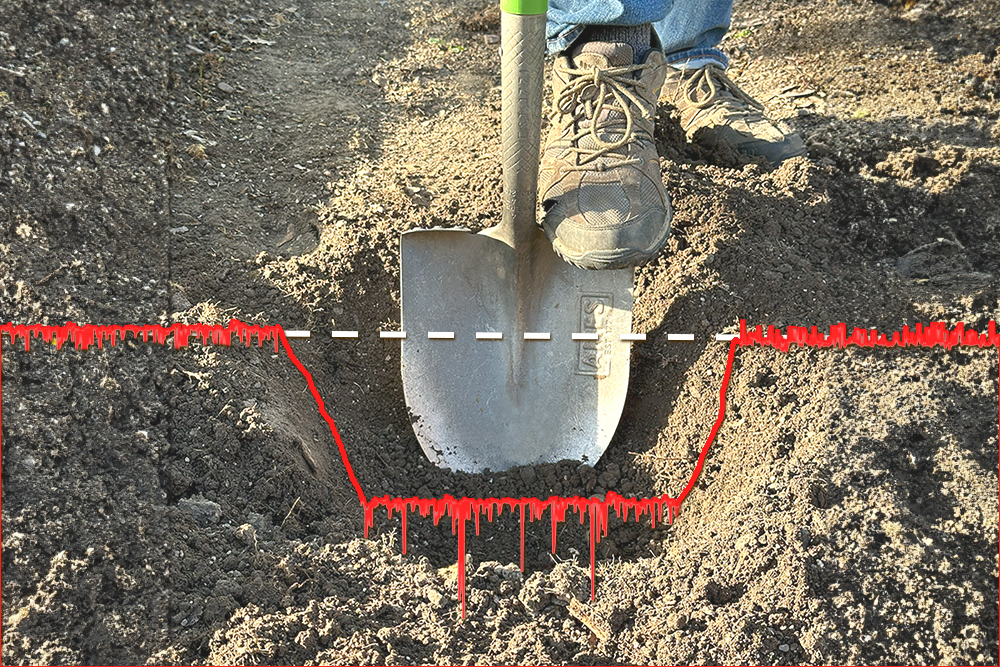surface texture, measure wear, measuring wear, shovel in a hole
