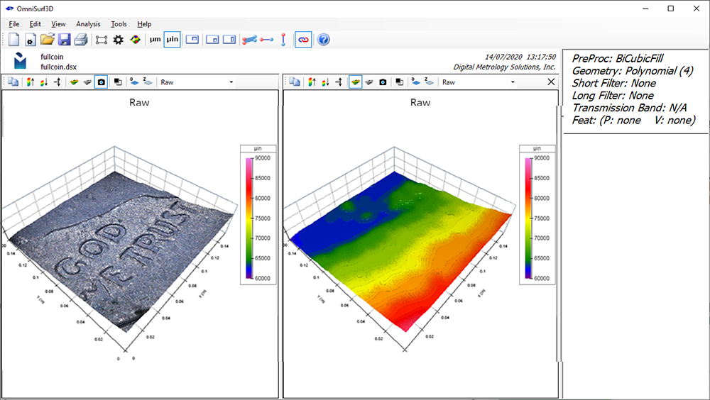 optical dimensional microscope image vs 3d data in omnisurf3D