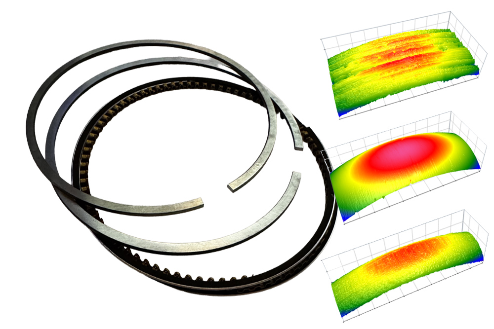 piston ring surface texture, surface roughness, roughness of piston ring materials