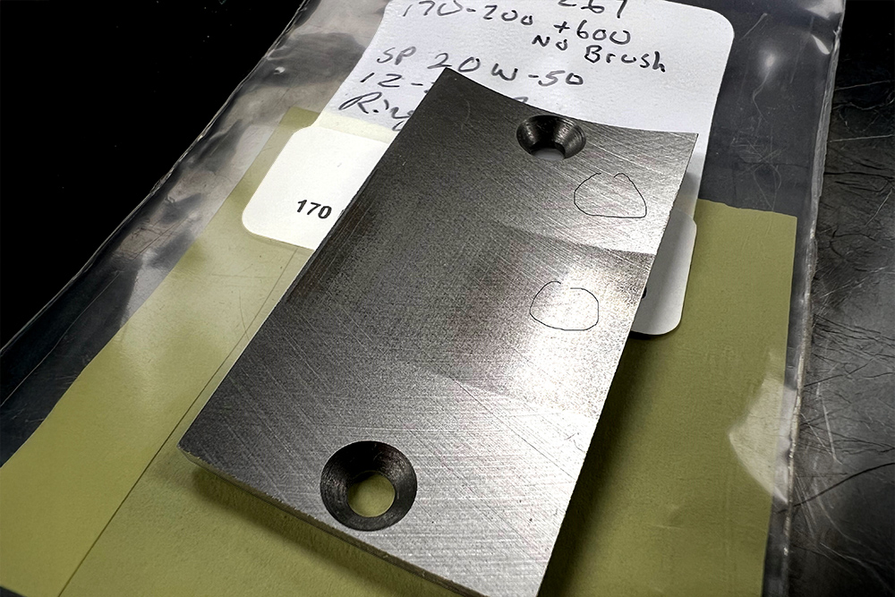 cylinder bore surfaces before and after break-in, run-in